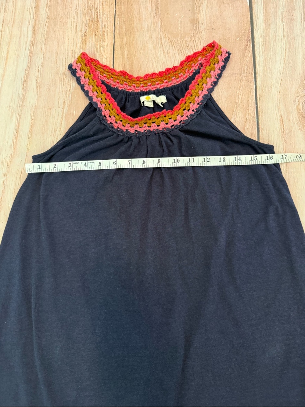 Boden Women Crochet Detail Trapeze Dress Navy Blue Size 4 EUC - Picture 5 of 8